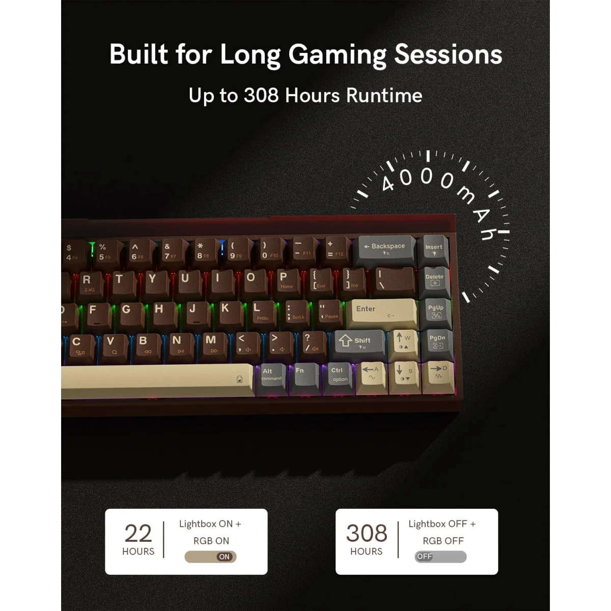 Redragon K752 60% Tri-Mode Wireless Mechanical Gaming Keyboard with RGB - Thumbnail 7