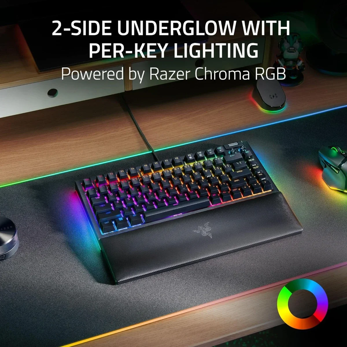 كيبورد ألعاب Razer BlackWidow V4 75% ميكانيكي قابل لتبديل السويتشات مع سويتشات برتقالية لمسية - أسود - Thumbnail 5