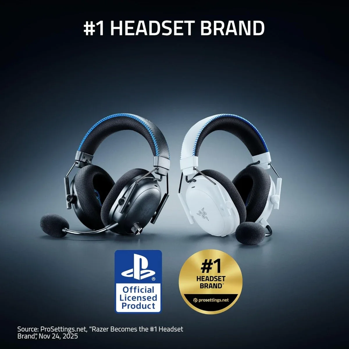 سماعة ألعاب Razer BlackShark V3 Pro لاسلكية مع ANC لجهاز PS5، مشغلات 50 مم، أسود - Image 2