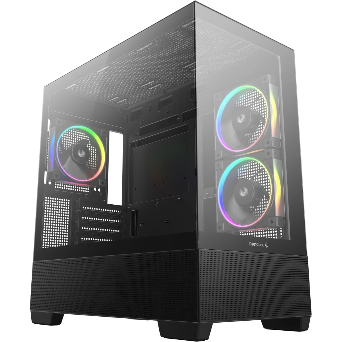هيكل كمبيوتر DeepCool CG380 3F بانورامي ATX متوسط الحجم مع 3 مراوح ARGB مثبتة مسبقًا وUSB-C، أسود - Image 10