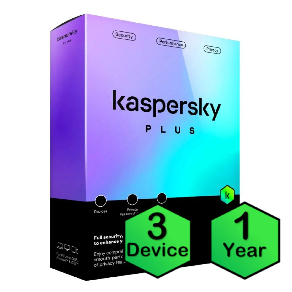 برنامج أمن الإنترنت Kaspersky Plus لـ 3 أجهزة لمدة سنة