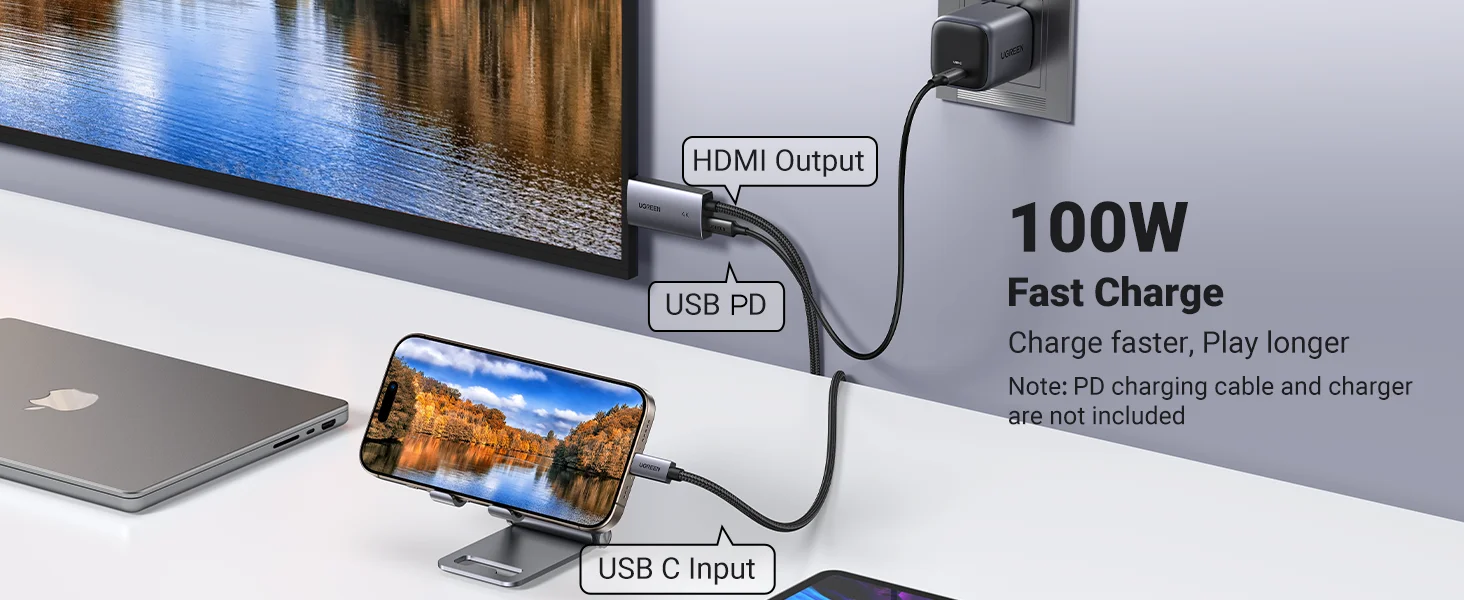 Ugreen USB-C to HDMI Cable with 100W PD Charging, 4K@60Hz, 2M - Image 14