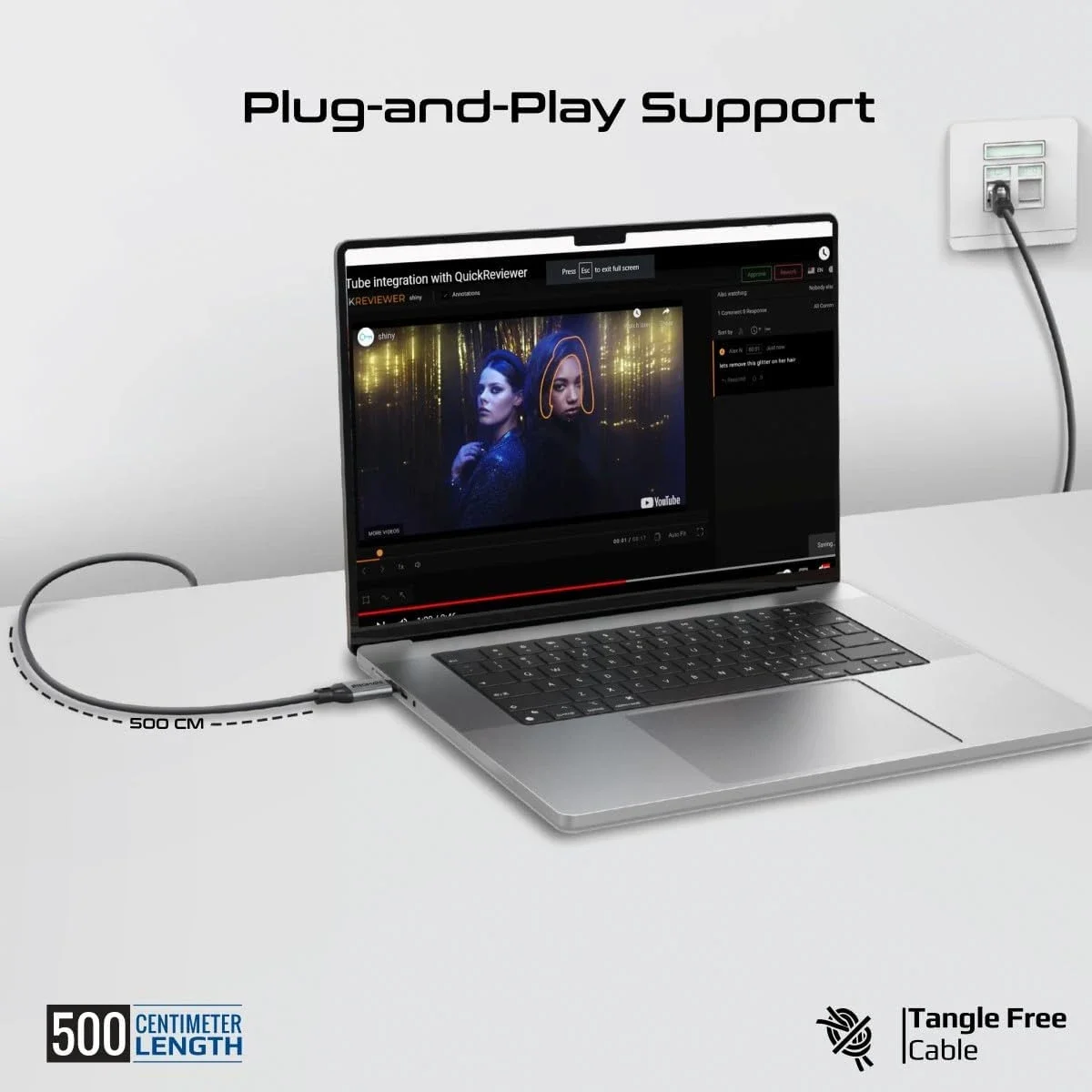 Promate CLink-RJ45 Ethernet to USB-C Adapter Cable 5M 1000Mbps - Image 4