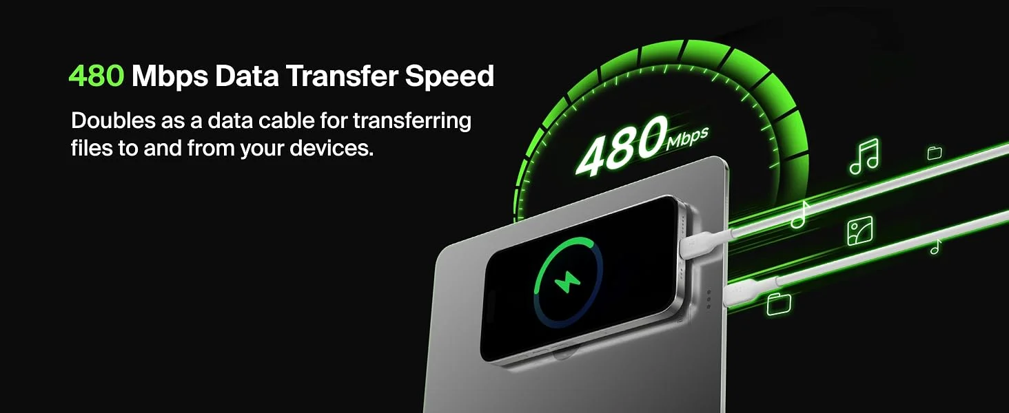 كابل Belkin CAB003BT1MWH BoostCharge USB-C إلى USB-C للشحن السريع 1 متر أبيض - Thumbnail 15