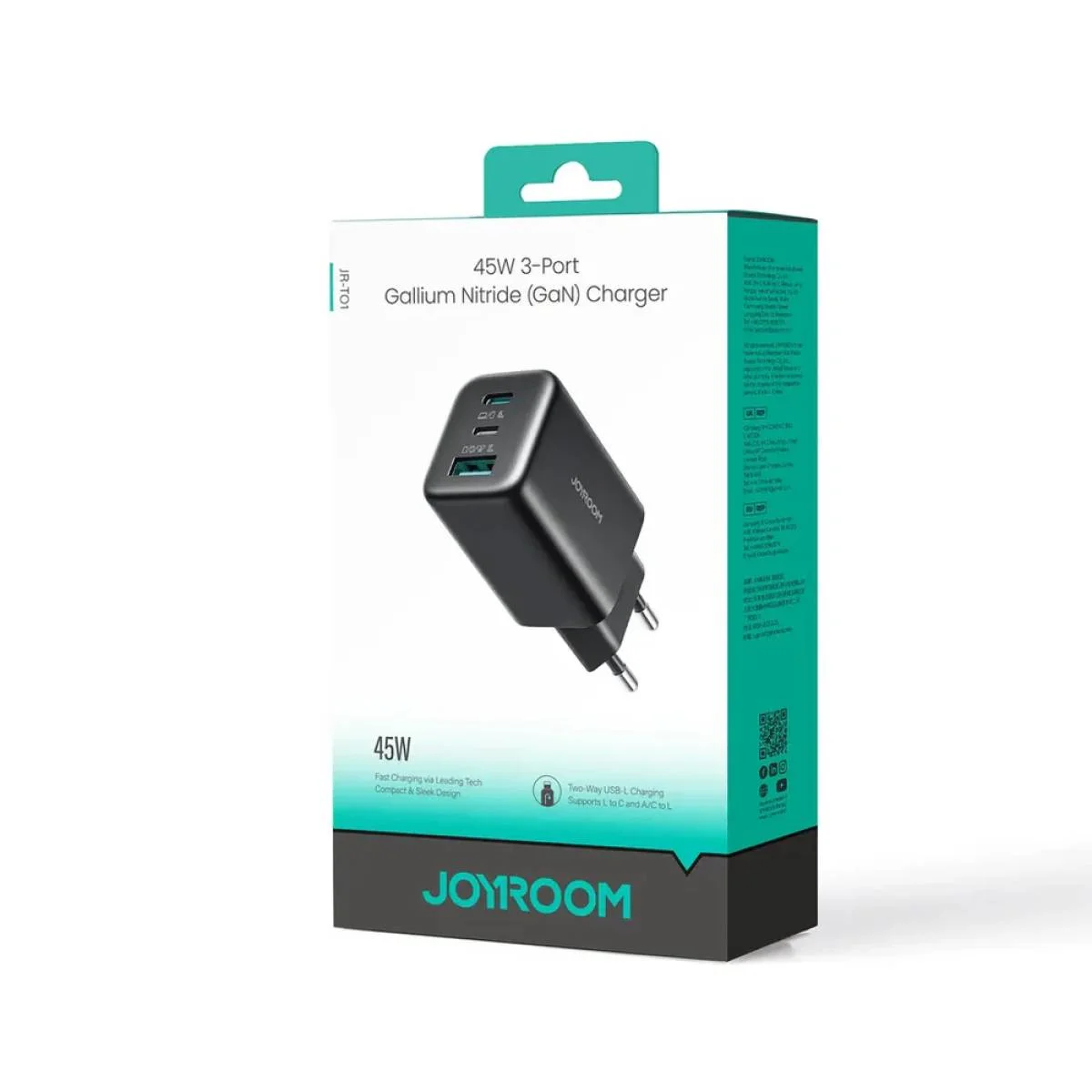 JOYROOM JR-TO1 45W GaN Wall Charger with 2 USB-C and 1 USB-A Ports - Thumbnail 9