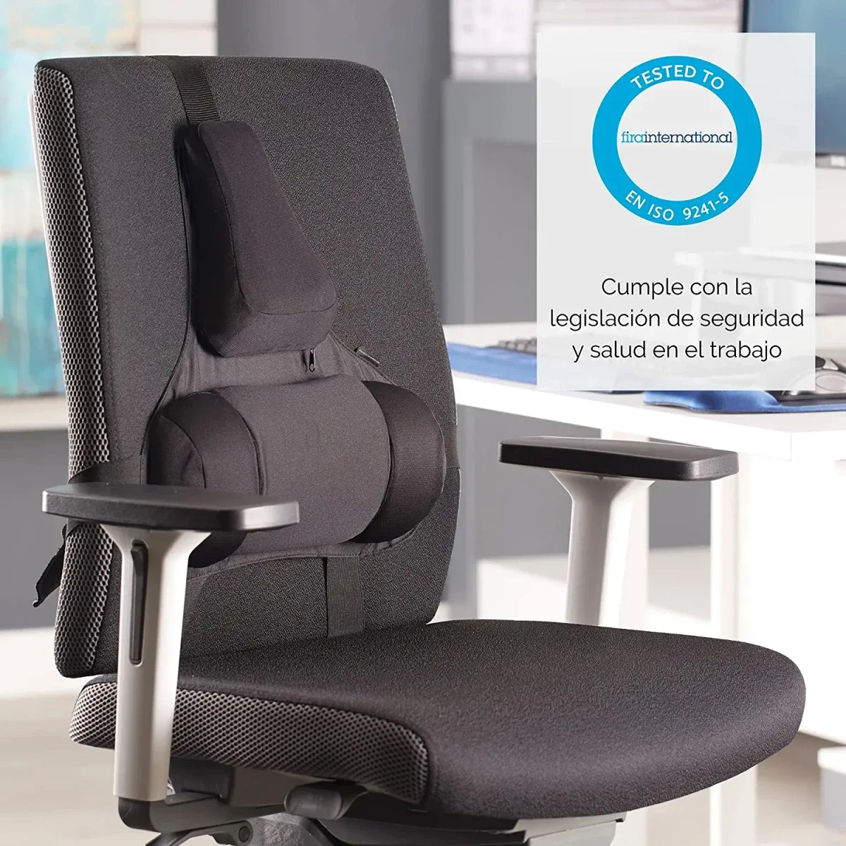 مسند دعم للظهر Fellowes Professional Series Ultimate Back Support بثلاثة أقسام من إسفنج الذاكرة، أسود