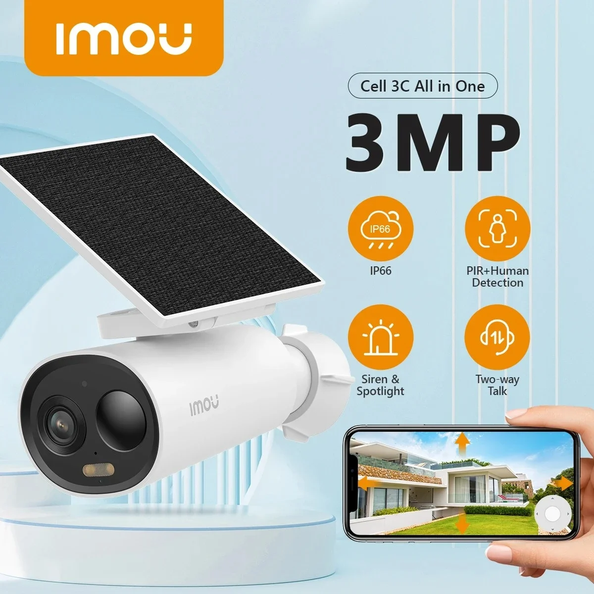IMOU Cell 3C Solar Powered Outdoor Wireless Wi-Fi Security Camera with Battery & Two-Way Talk