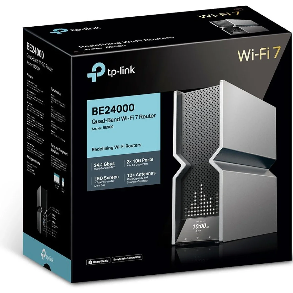 راوتر TP-LINK Archer BE900 BE24000 رباعي النطاق Wi‑Fi 7 مع منفذي 10Gbps و5 منافذ إيثرنت وشاشة LED تعمل باللمس - Image 1