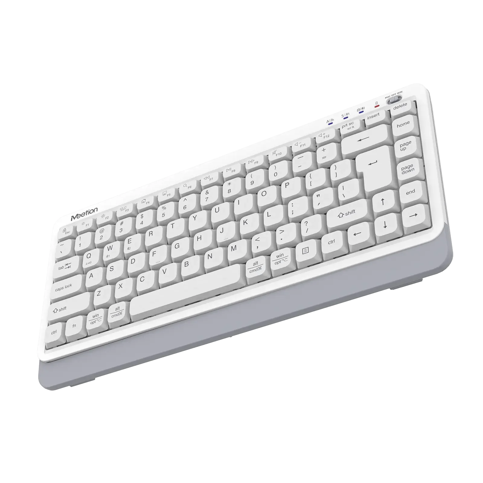 Meetion BTK500 Wireless Keyboard 2.4G + Bluetooth Silent Click Dual Channel White - Image 4