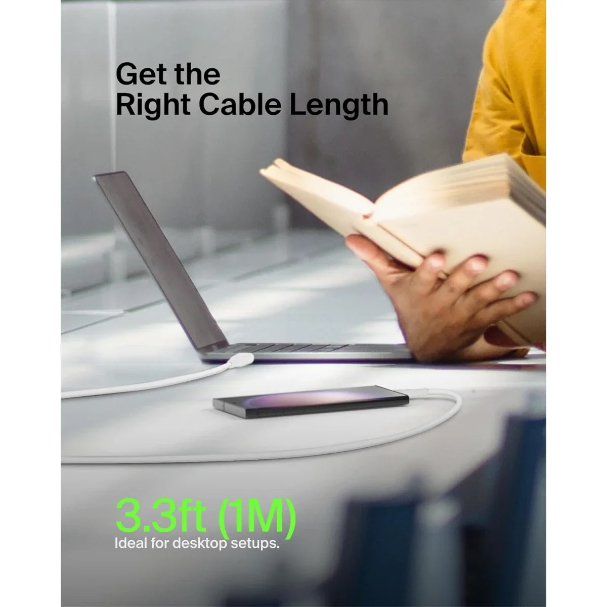 كابل Belkin CAB003BT1MWH BoostCharge USB-C إلى USB-C للشحن السريع 1 متر أبيض - Thumbnail 5