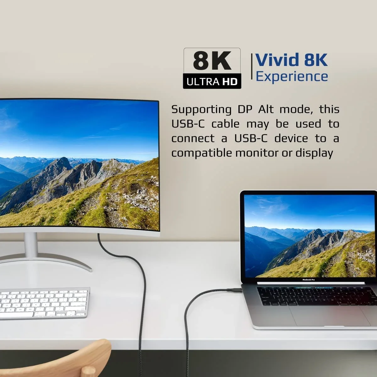 كابل USB-C من Promate PowerBolt240-2M بقدرة 240W وثاندربولت 3 بسرعة 40Gbps ودقة 8K بطول 2 متر - أسود - Image 4