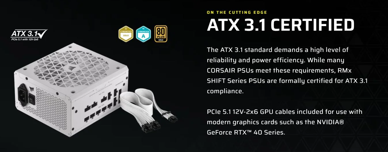 مزود طاقة Corsair RM850x SHIFT بقدرة 850 واط Gold أبيض CP-9020274-UK - Image 10