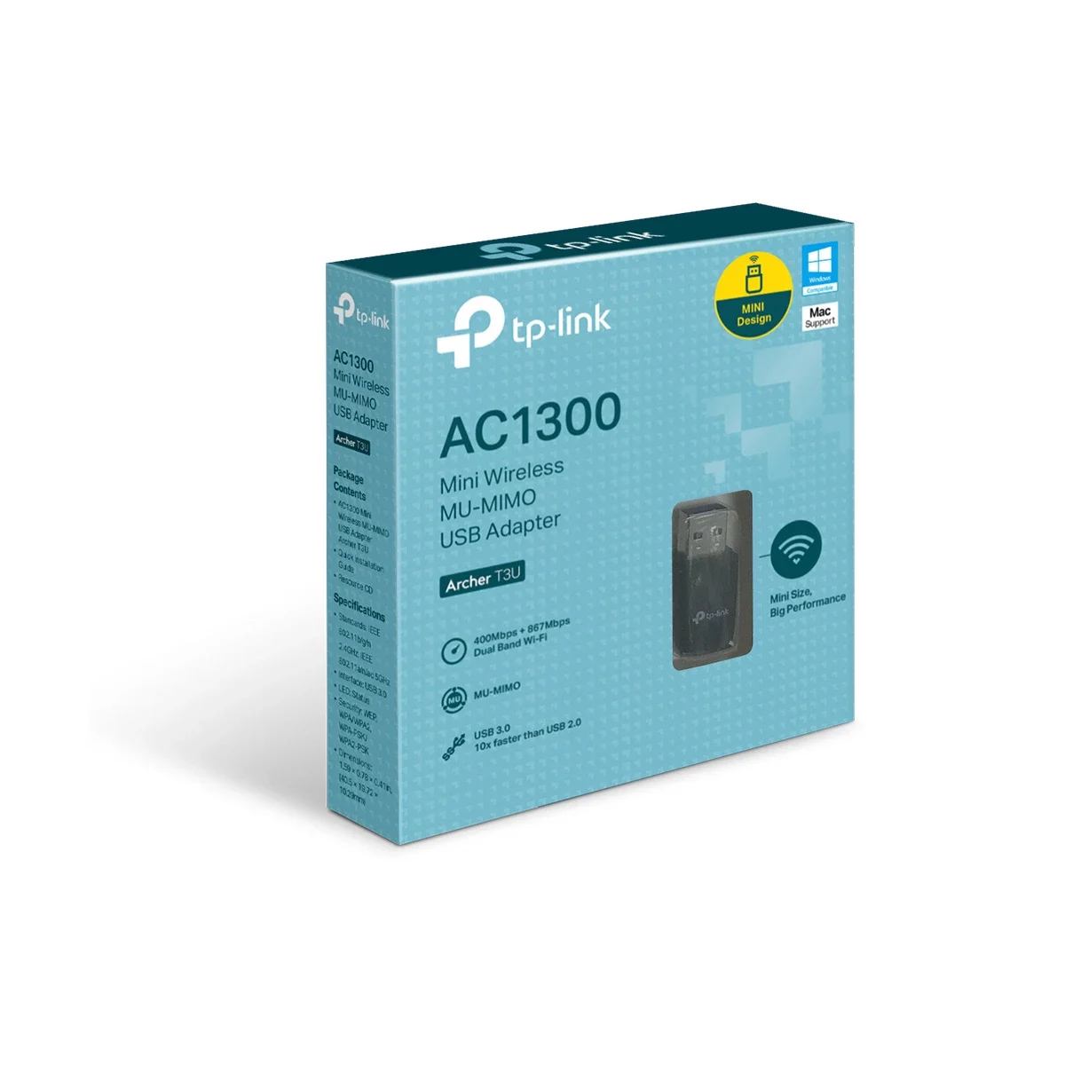 محول USB لاسلكي صغير TP-LINK Archer T3U AC1300 بتقنية MU-MIMO