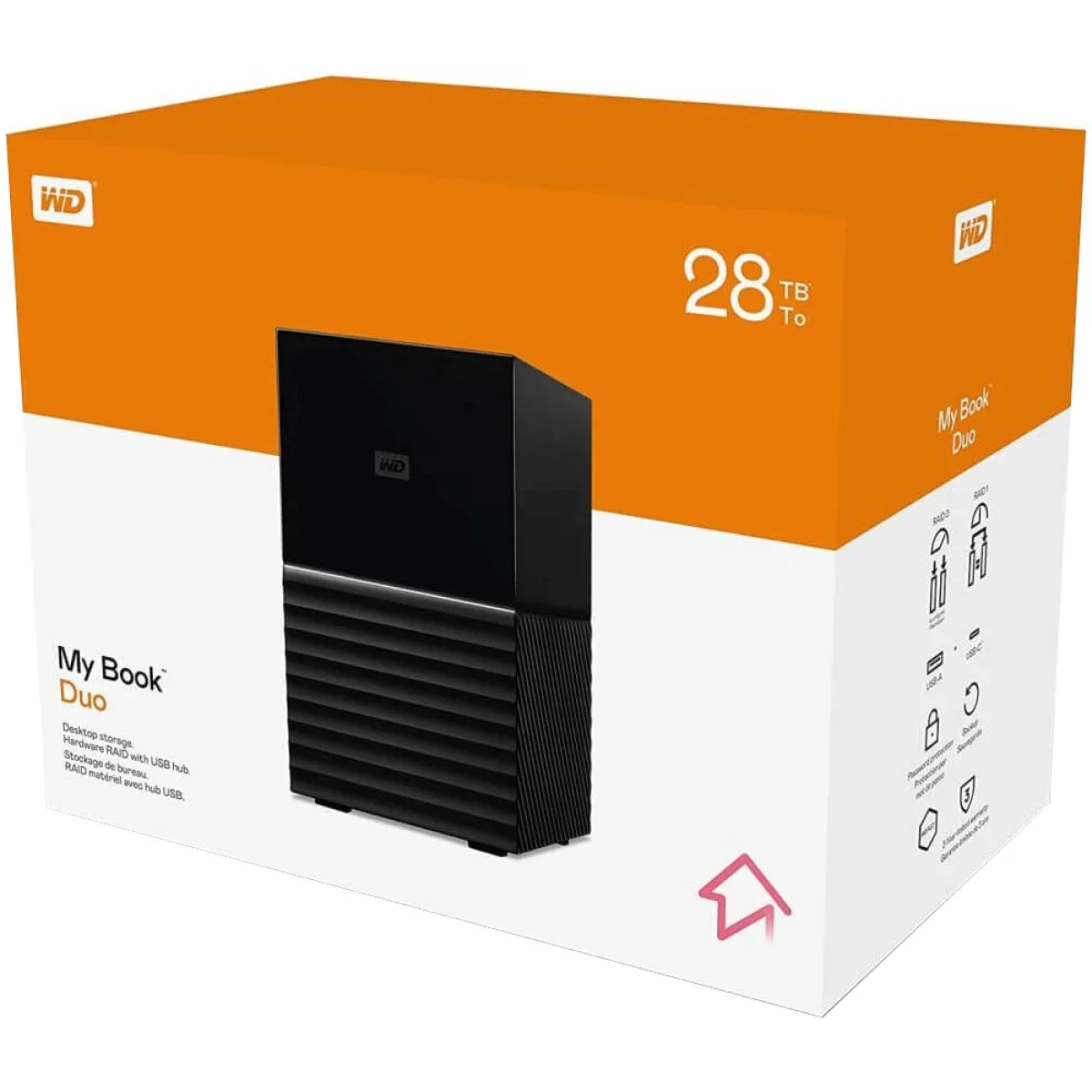 هارد ديسك خارجي مكتبي Western Digital WD My Book Duo 28TB ثنائي الفتحات RAID 0 USB 3.0 Type-C - Image 1