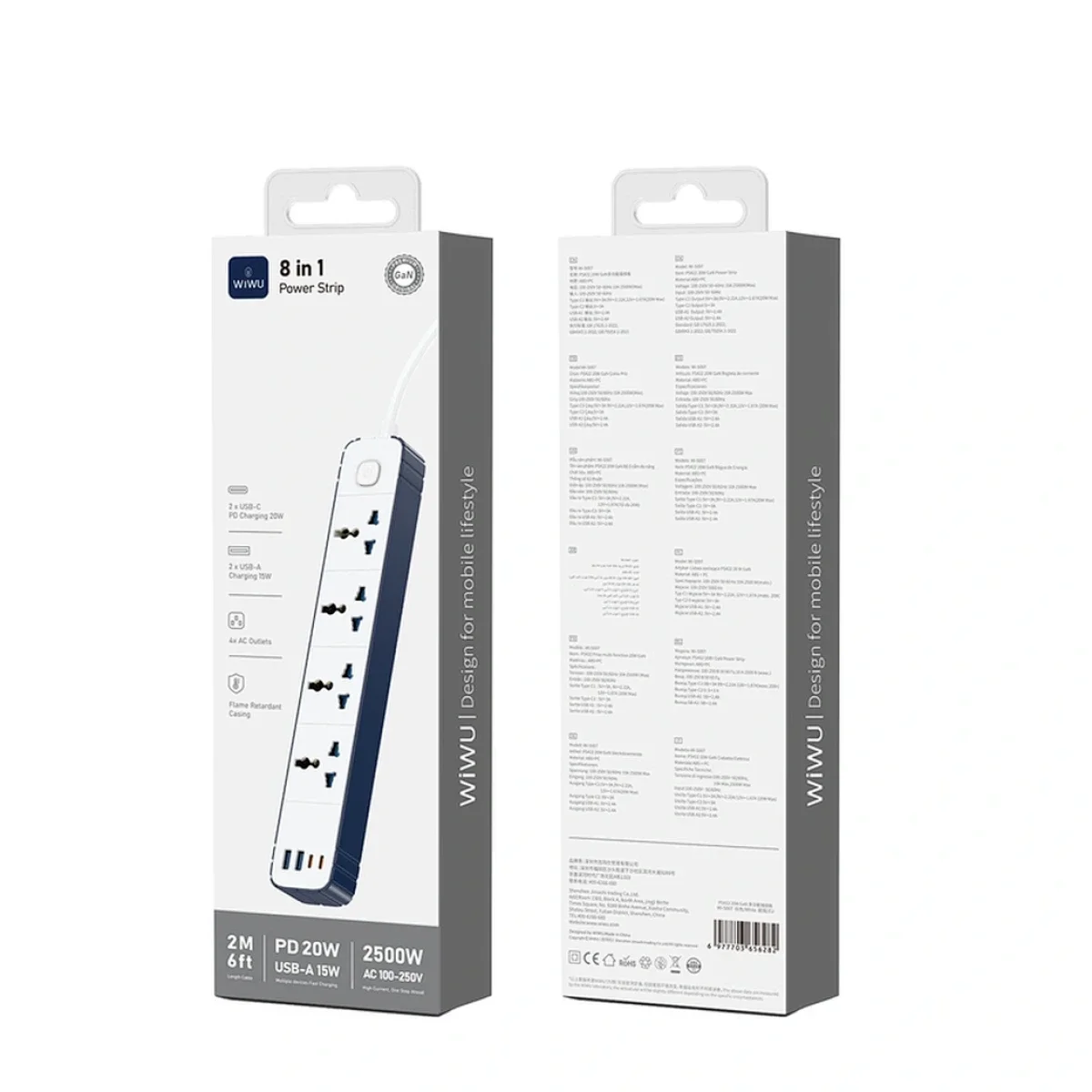 WIWU Wi-S007 PS422 20W GaN 8-in-1 Compact Charging Power Strip - Thumbnail 4