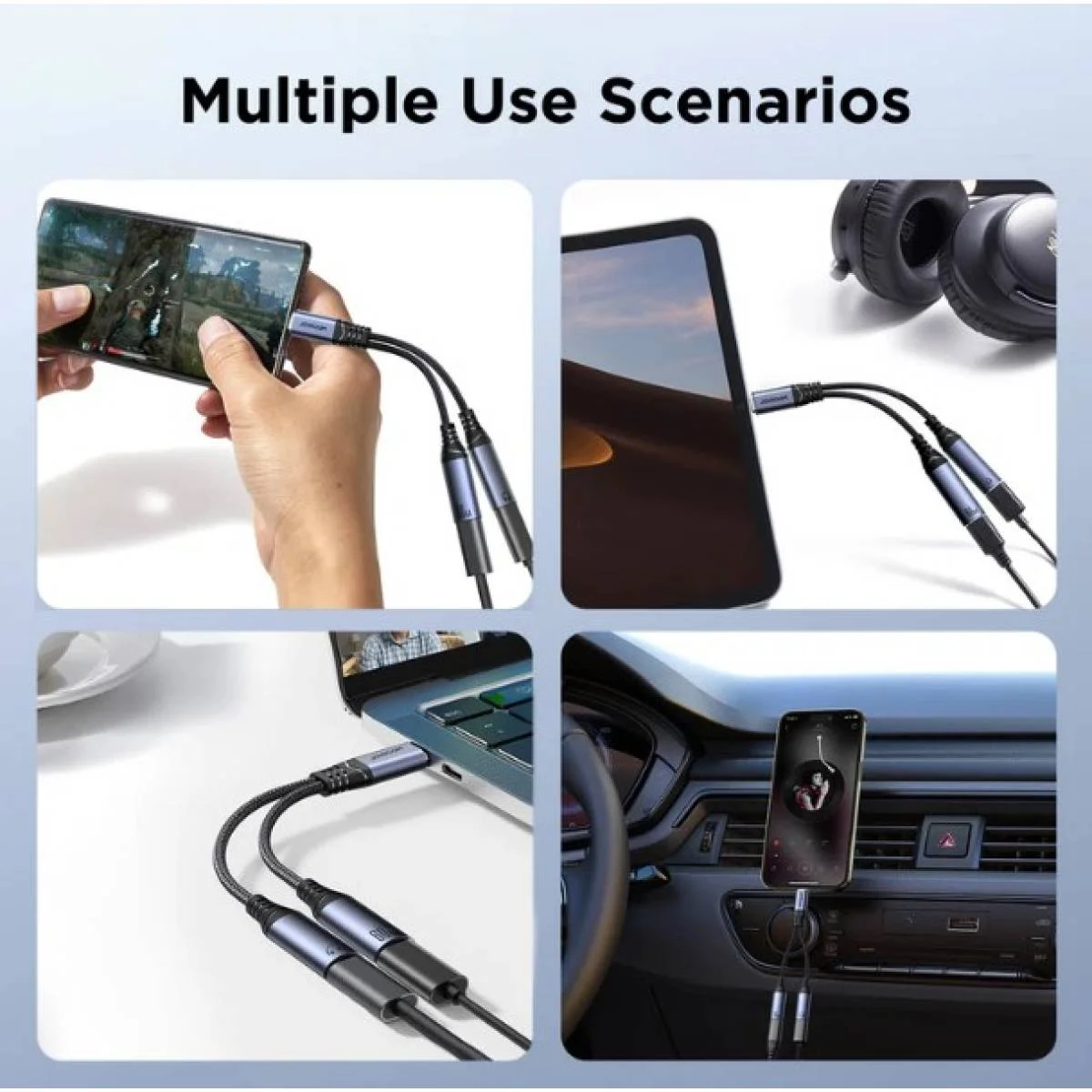 JOYROOM SY-C03 2-in-1 USB-C to Dual USB-C Audio Adapter - Black - Thumbnail 5