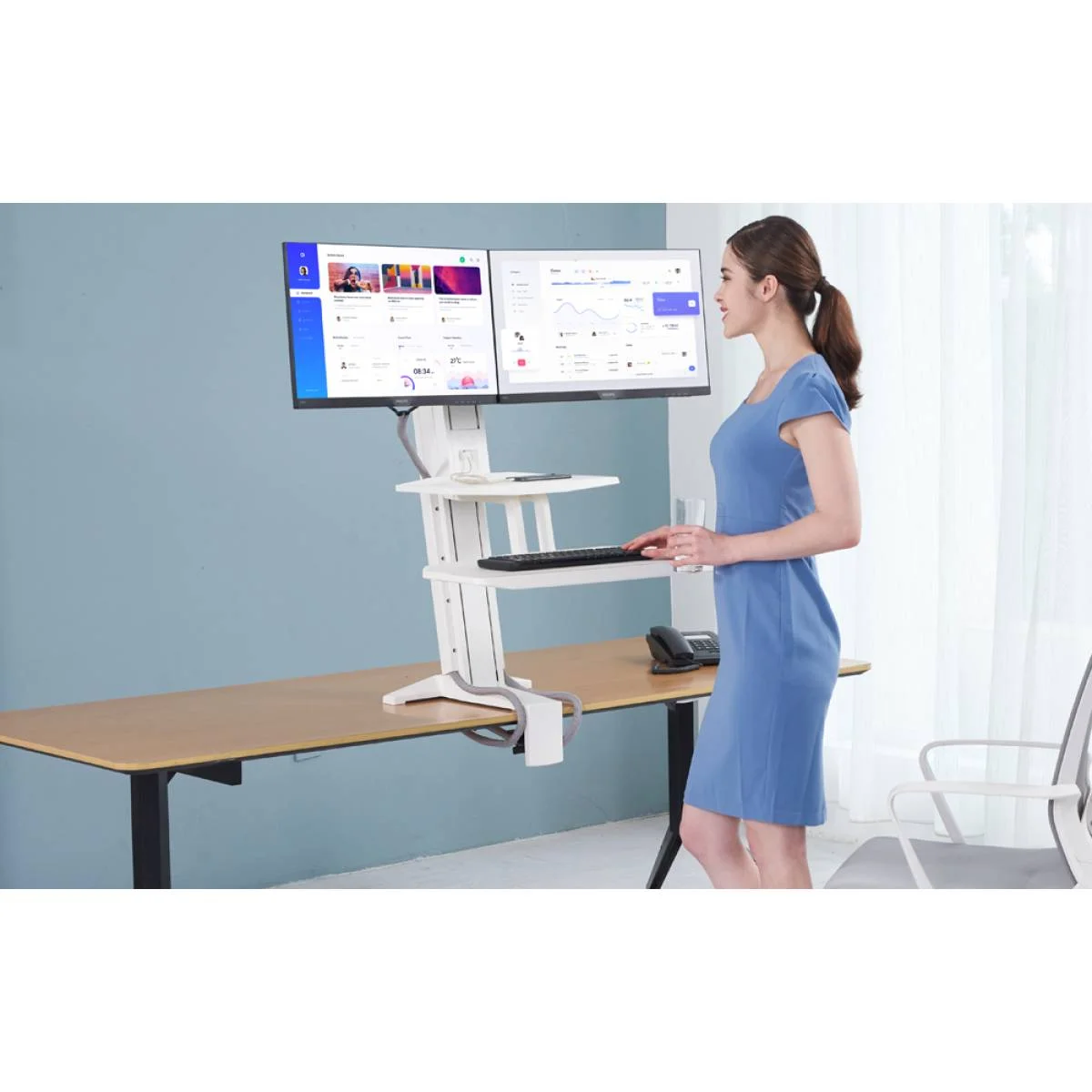 North Bayou L100 Dual LCD Monitor Desk Mount for 22-27 Inch Screens - Image 3