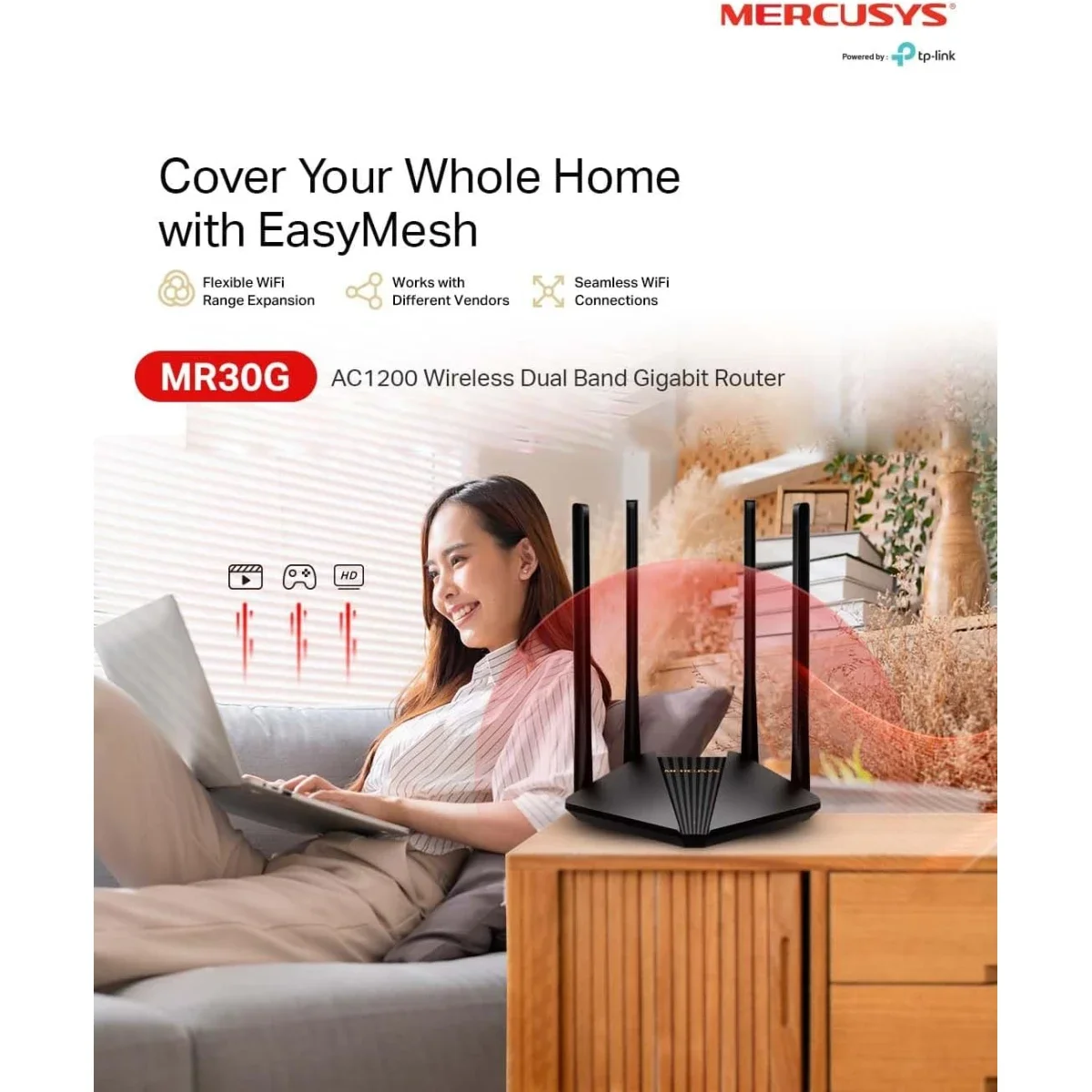 MERCUSYS MR30G AC1200 Dual Band Gigabit Wi-Fi Router - Thumbnail 4