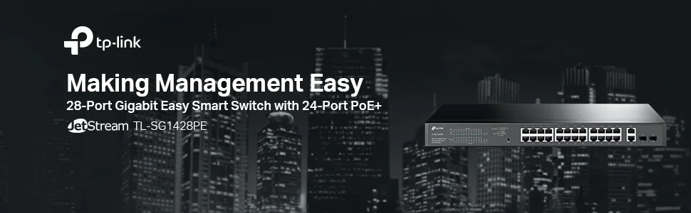 سويتش شبكات TP-LINK TL-SG1428PE جيجابت 28 منفذ سهل الإدارة PoE+ مع 24 منفذ PoE+ و2 منفذ SFP وقدرة 250W - Thumbnail 6