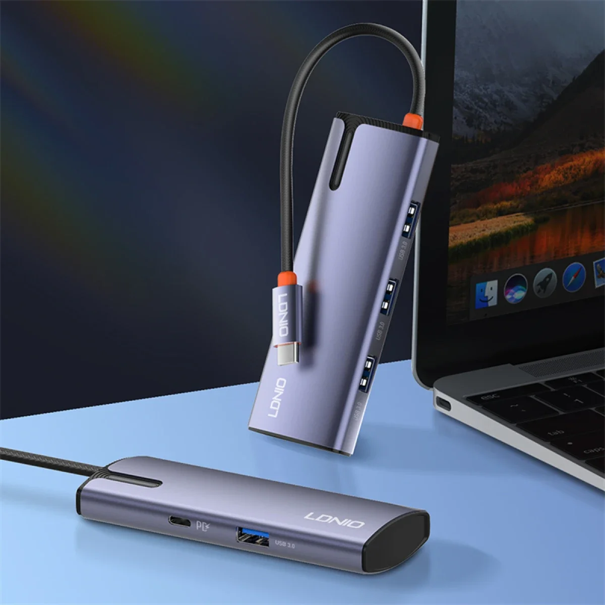 LDNIO DS-15U 5-in-1 USB Type-C Hub Multi-Function Adapter Gray - Thumbnail 3
