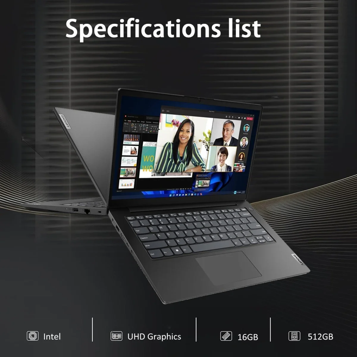 Lenovo V14 G4 IRU 14-inch Laptop 13th Gen Intel Core i7-13620H 16GB RAM 512GB SSD Black - Image 2