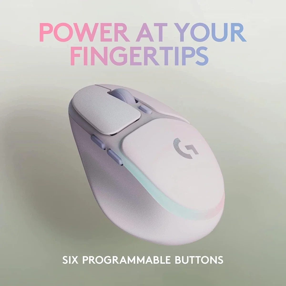 ماوس ألعاب لاسلكي Logitech G705 بإضاءة LIGHTSYNC RGB ودقة 8,200 DPI، أبيض ميست - Thumbnail 5