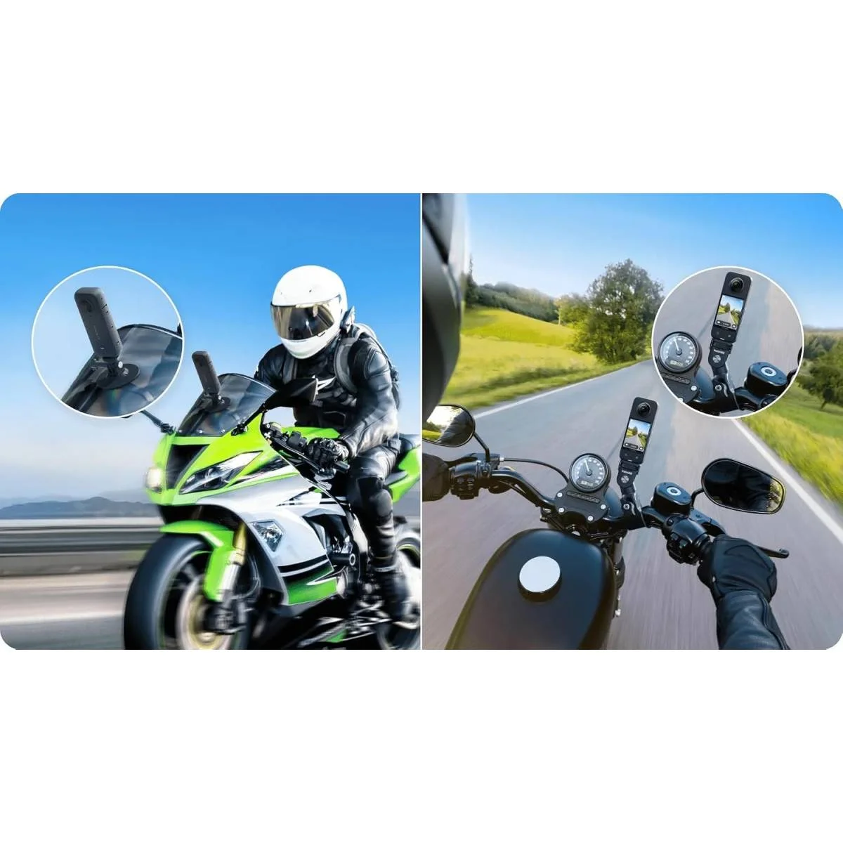 طقم تثبيت كاميرا للدراجات النارية Insta360 Motorcycle Bundle (New Version) بمشبك مقود قوي وحوامل خوذة مرنة لكاميرات X6/X5/X4/X3/Ace Pro 2 وGoPro Hero 12/11/10 وDJI Osmo Action – أسود - Thumbnail 4