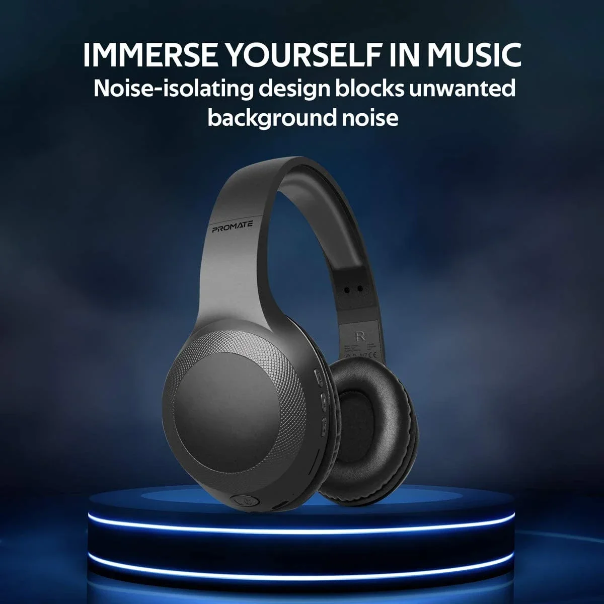 Promate LaBoca Wired & Wireless Bluetooth 5.0 Headphones with Deep Bass, MicroSD Playback, Built-In Mic and 5H Playtime - Black - Thumbnail 5