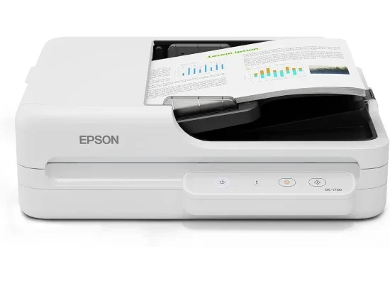 سكانر مستندات مسطح EPSON DS-1730 A4 ملون دوبلكس مع مغذي 60 ورقة، سرعة 30ppm و60ipm ودعم OCR