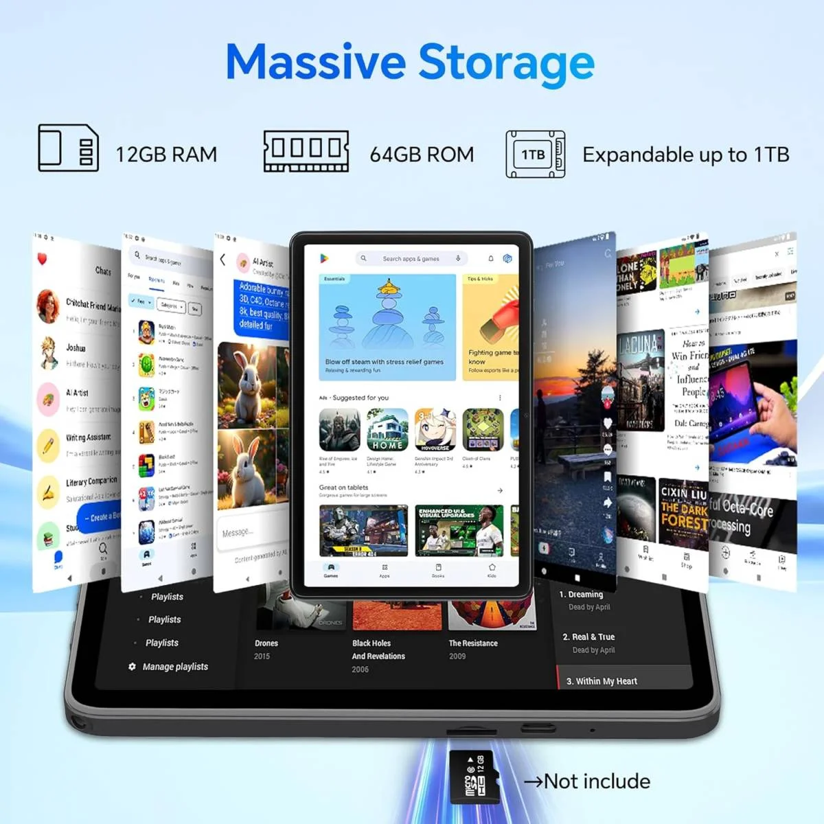 تابلت BlackView Tab 20 واي فاي 10 إنش أندرويد 15 رام 4+8GB وسعة 64GB أزرق Storm Blue - Thumbnail 3