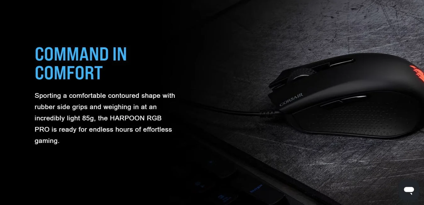 ماوس Corsair HARPOON RGB PRO للألعاب – 12,000 DPI – 6 أزرار – CH-9301111-EU - Image 8