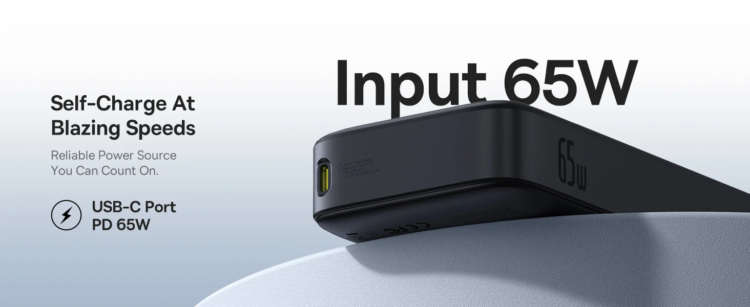 Baseus Free2Pull 20000mAh 65W Power Bank with Retractable USB-C Cable - Black - Thumbnail 15