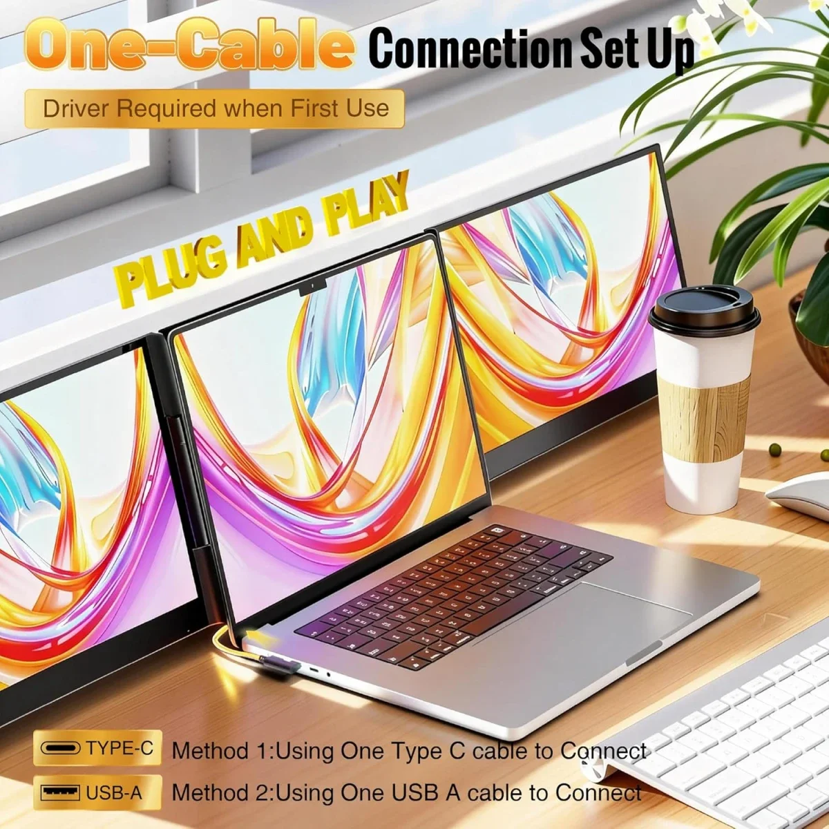شاشة موسعة للابتوب V2COM P7 Pro ثلاثية IPS Full HD مقاس 15.6 إنش - Thumbnail 4