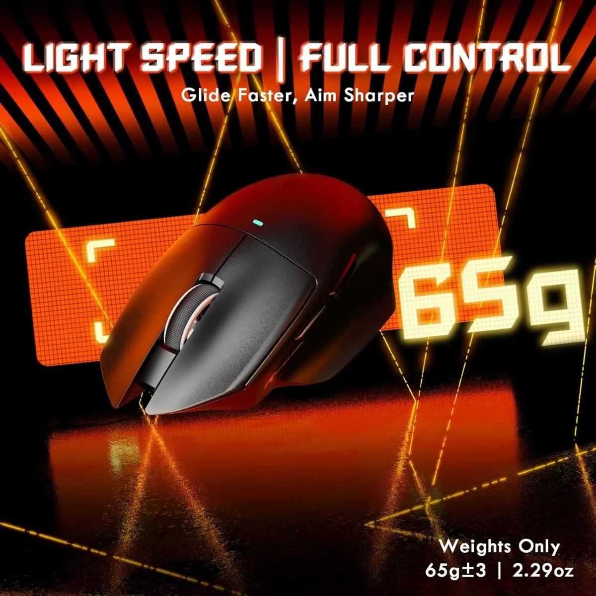 ماوس ألعاب لاسلكي ATTACK SHARK V6 مع قاعدة شحن مغناطيسية RGB، 25000 DPI، أسود - Image 4
