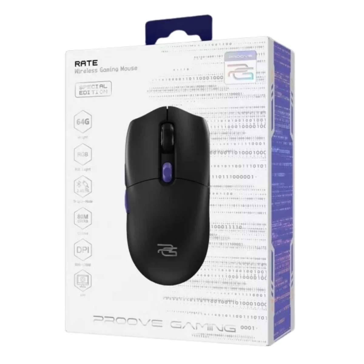 ماوس ألعاب لاسلكي Proove Gaming Rate Special Edition ثلاثي الاتصال 12000 DPI أسود/بنفسجي (CMRTWRS03001) - Thumbnail 6
