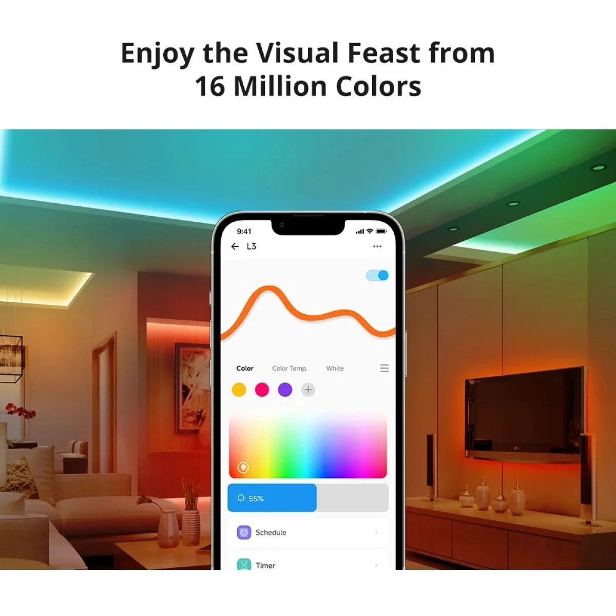 شريط إضاءة LED RGB WiFi من SONOFF L3 بطول 5 متر مع 16 مليون لون وتحكم صوتي - Image 3