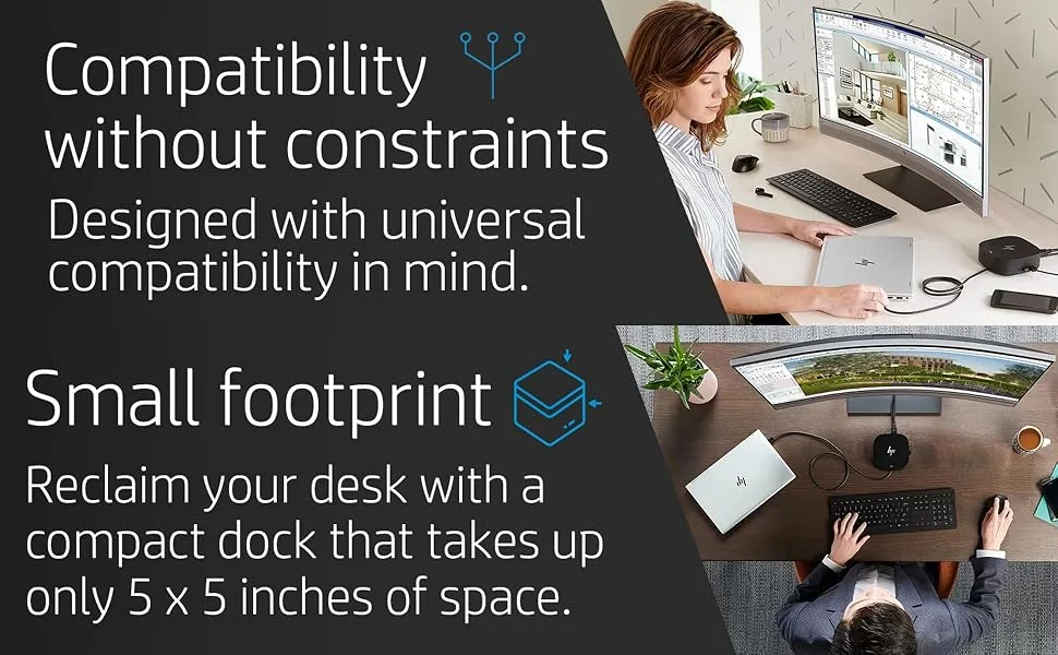 قاعدة توصيل HP USB-C Dock G5 لدعم 3 شاشات 4K وشحن 100W باللون الأسود - 5TW10AA - Image 12