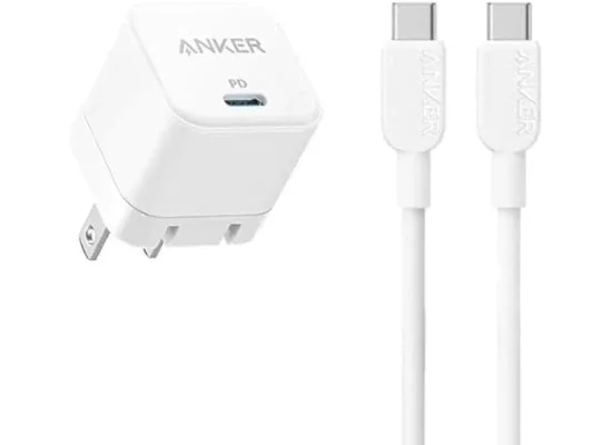 Anker 30W USB-C Fast Wall Charger with Foldable Plug and USB-C Cable - White - Image 3