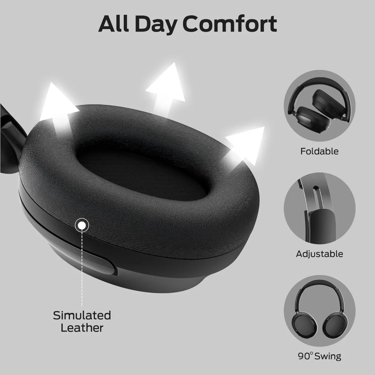 Monster Persona 3rd ANC Wireless Over-Ear Headphones with Mic, 70-Hour Playtime, Black - Thumbnail 2