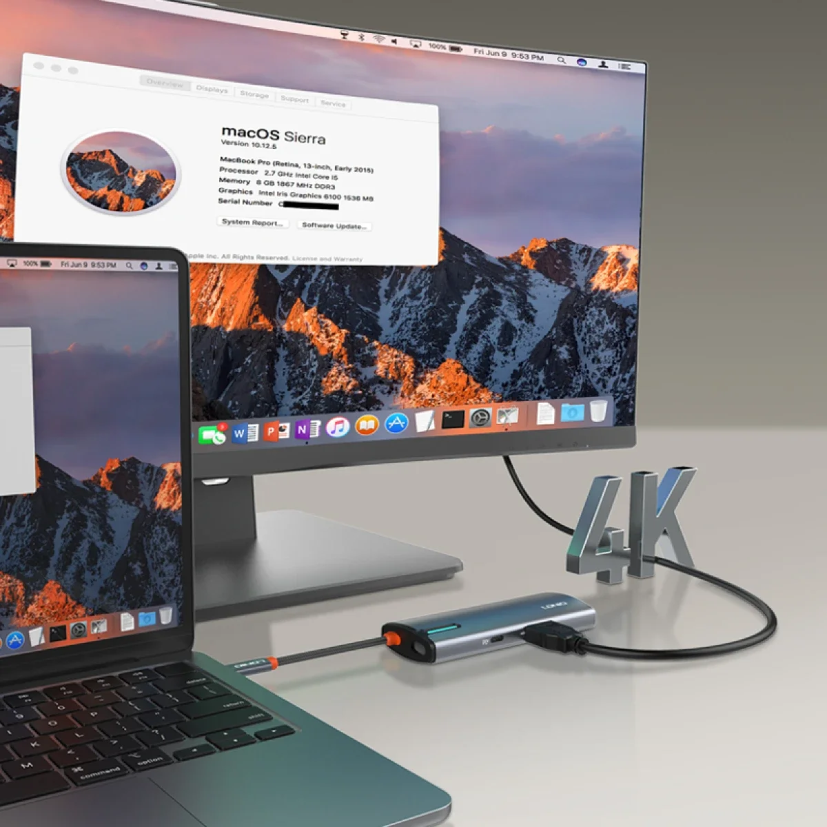 LDNIO DS-15H 5-in-1 USB-C Hub Docking Station 100W PD HDMI USB 3.0 Gray - Image 2