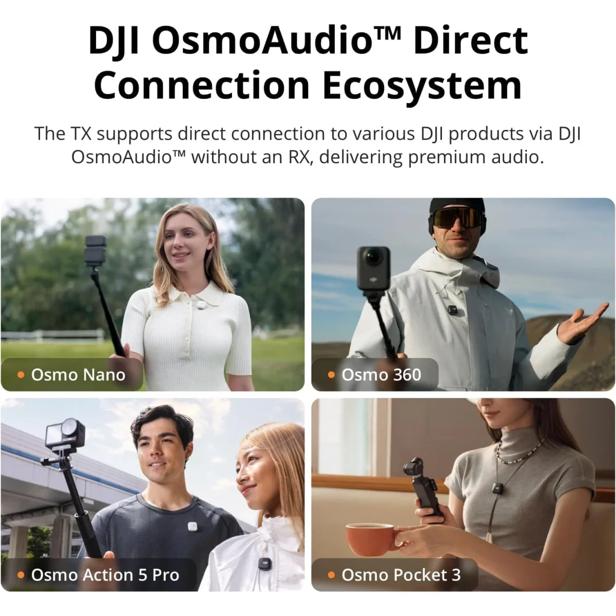 DJI Mic Mini Wireless Lavalier Microphone Kit (2 TX + 1 Mobile RX), 300m - Thumbnail 3