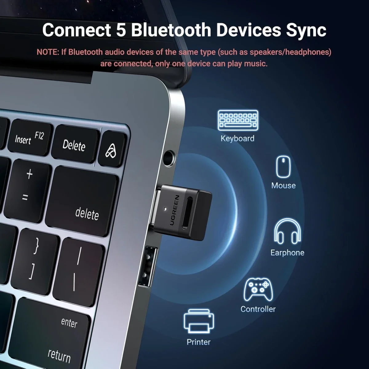 Ugreen 35995 USB Bluetooth 5.3 Adapter - Thumbnail 4