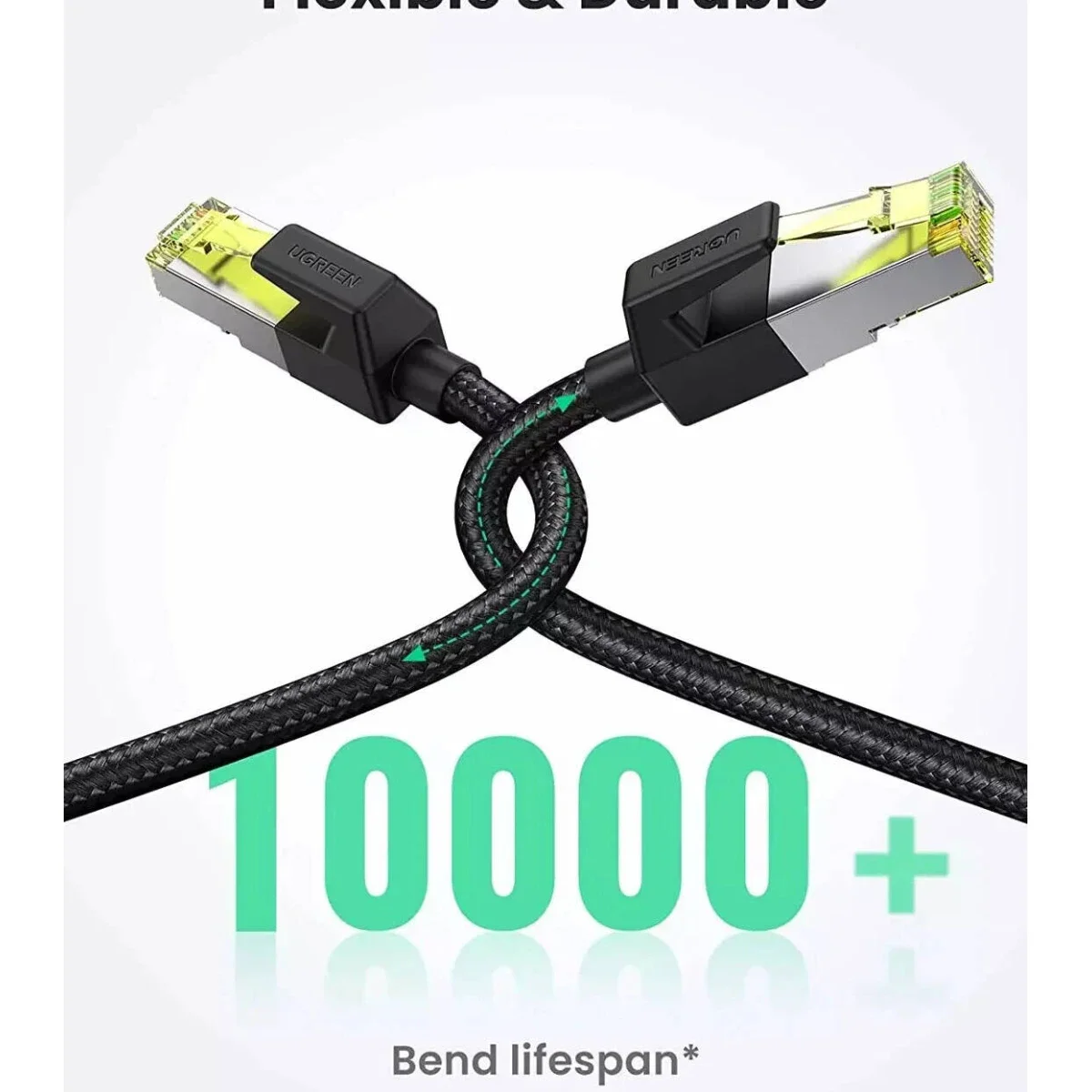 كيبل إيثرنت Ugreen Cat7 مضفر من النحاس النقي 10 متر أسود - Image 3