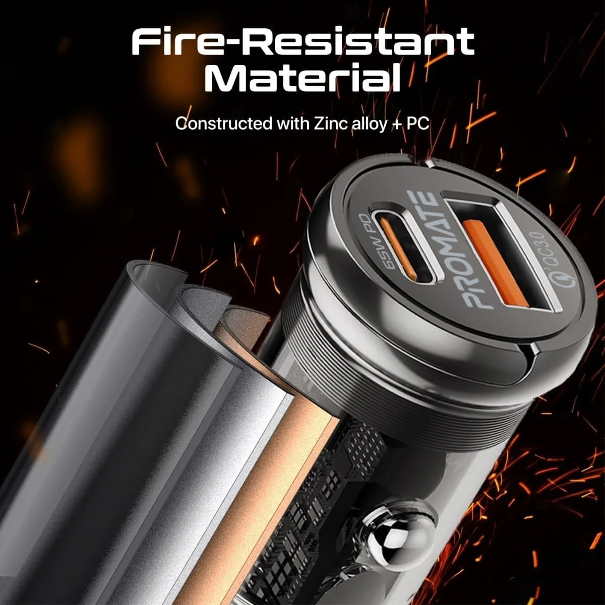 شاحن موبايل للسيارة Promate TransDrive-65W شفاف بقدرة 65 واط مع USB-C PD وUSB-A QC 3.0 - Image 7