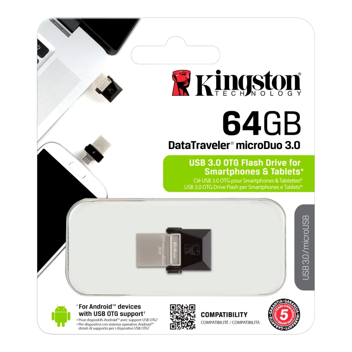 فلاش USB Kingston DTDUO3/64GB DataTraveler microDuo USB 3.0
