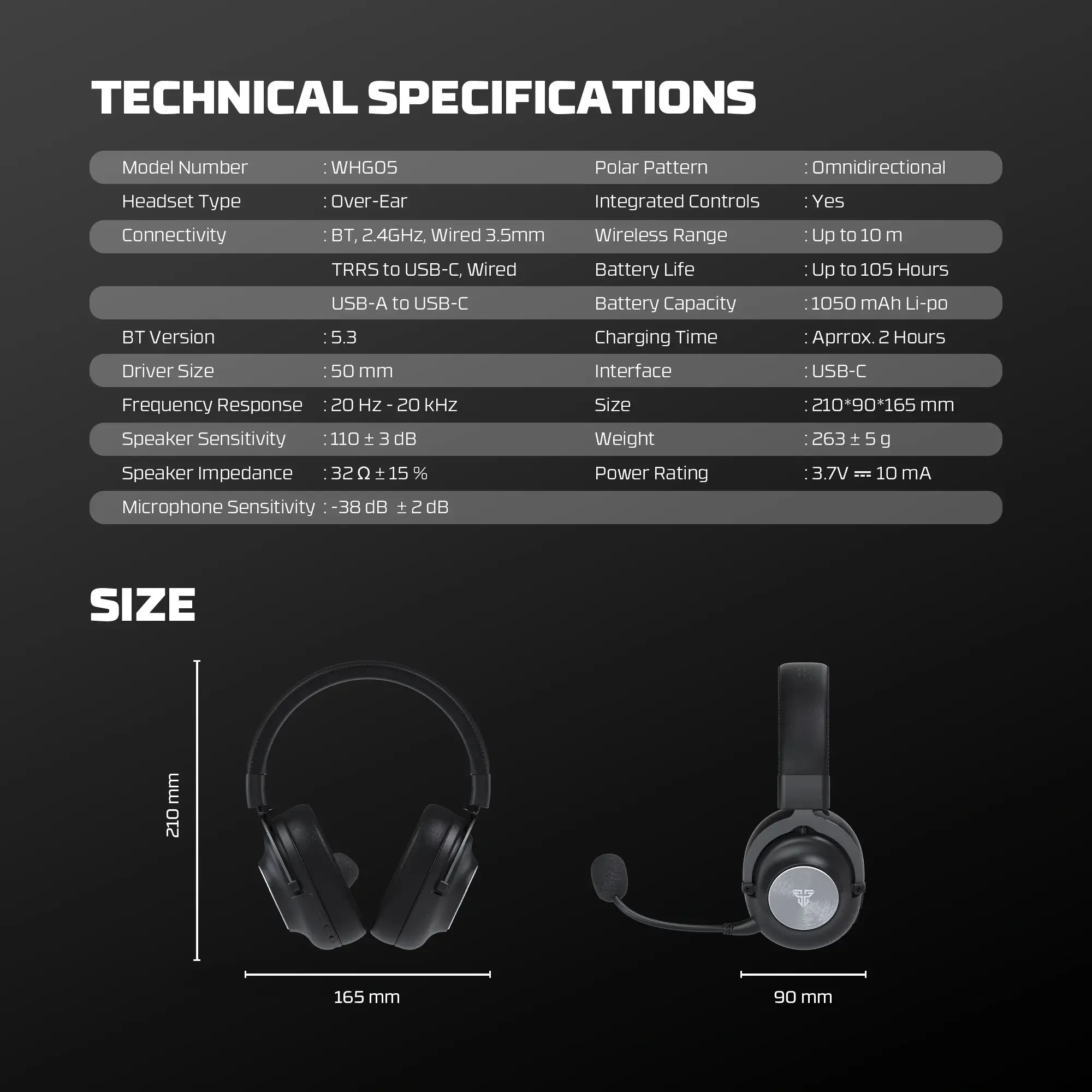 سماعة رأس Fantech WHG05 Stellar لاسلكية باللون الأسود باتصال ثلاثي الأوضاع - Image 6