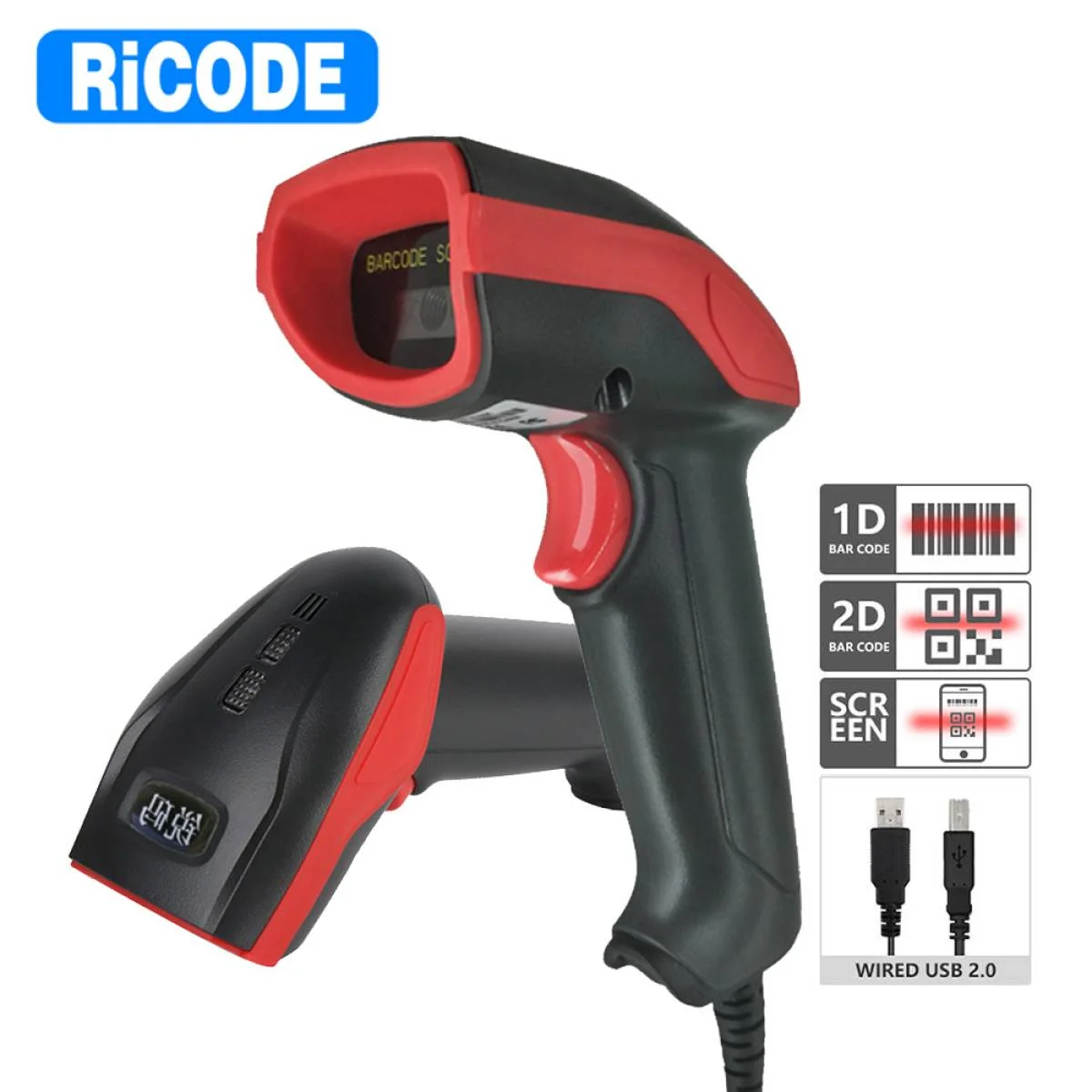 قارئ باركود Ricode TiCODE AK17 سلكي محمول 1D/2D وQR مع مستشعر CMOS عالمي 640 × 480 - Image 2