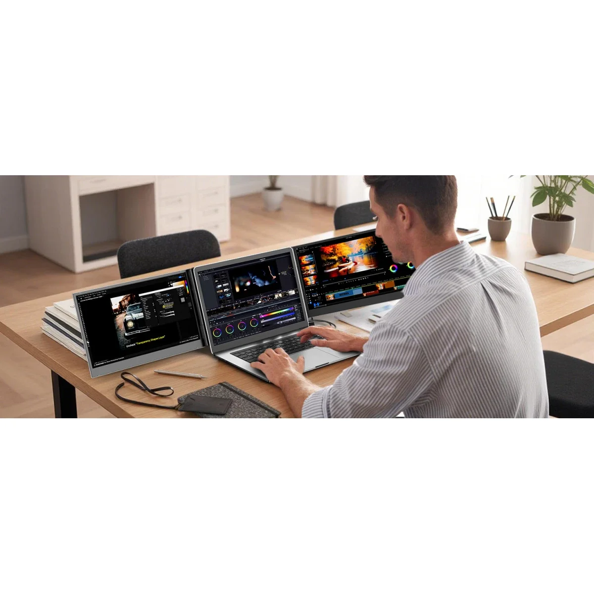 شاشة V2COM P7 محمولة موسعة بثلاث شاشات 15.6 إنش IPS Full HD - Thumbnail 2