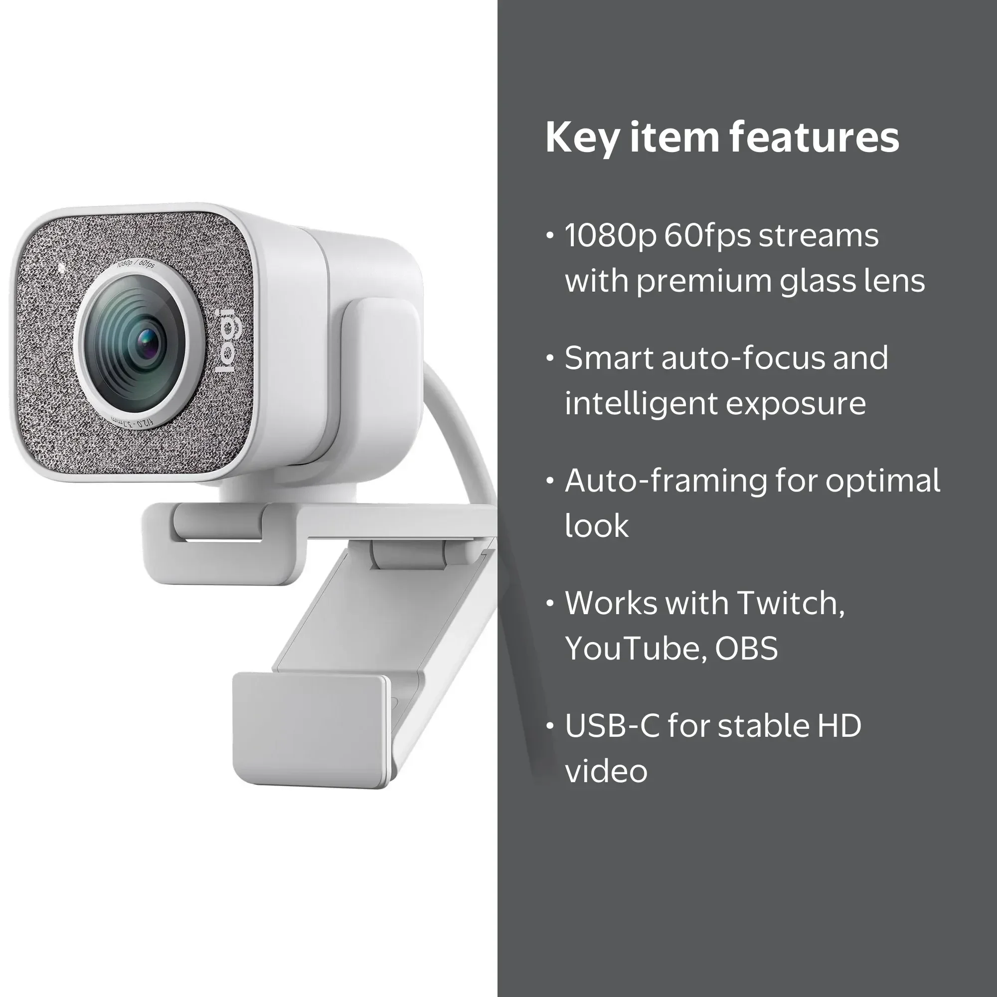 Logitech StreamCam Full HD Stream Webcam - White - Image 8