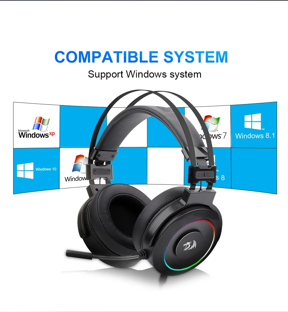 سماعة ألعاب Redragon H320 Lamia بيضاء USB بصوت محيطي افتراضي 7.1 وحامل RGB - Image 15